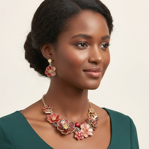 Floral statement necklace - statement,