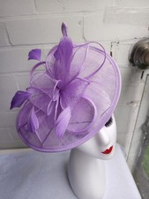 Asymmetric Sinamay Disc Fascinator with Feathers