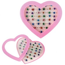 36 x Girls JEWEL RING Party Bag Toy Wholesale Job Lot Bulk Buy Metal Rose Ring