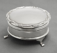 Vintage Sterling Silver Trinket Box Engine Turned Adie Brothers Hallmarked 1964