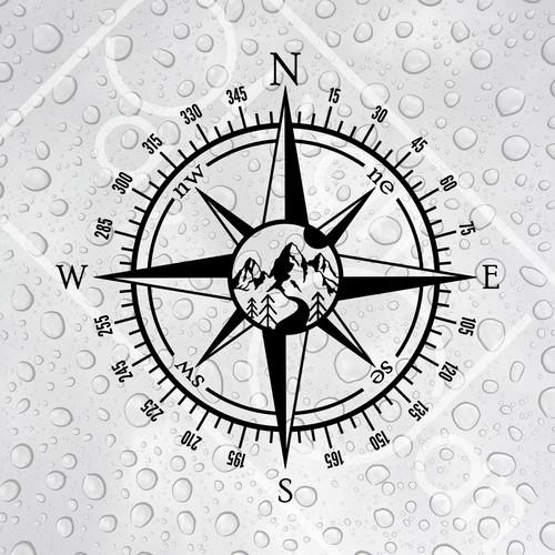 Compass with mountains woods - mountains, &