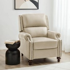 Beige Genuine Leather Wingback