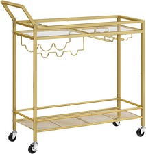 HOOBRO Drinks Trolley Gold
