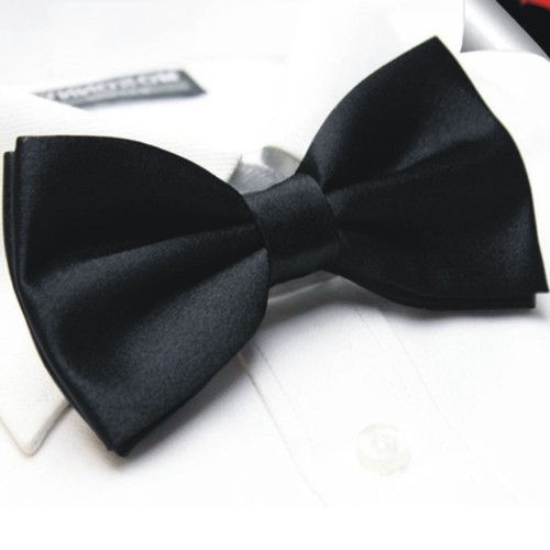 Black red pre tied bow - black,
