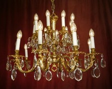 ANTIQUE CHANDELIER BRASS GOLD