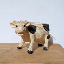 Vintage Black White Cow Novelty Emotive Resin Farm Figarine Model uk