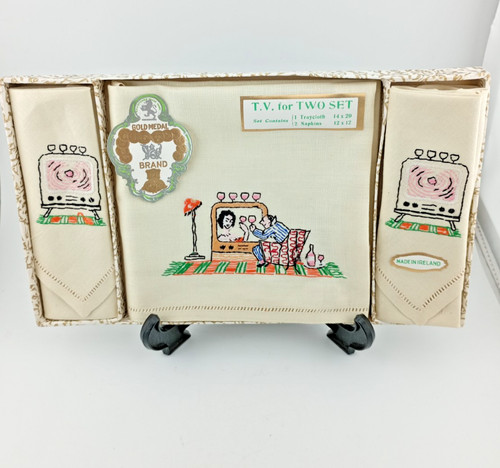 Vintage irish linen traycloth - linen,