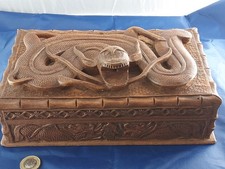 VINTAGE-ORIENTAL,DRAGON CARVED- WOODEN- JEWELLERY/ TRINKET-BOX