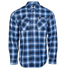 NWT Dixxon x West Coast Customs 30 YR Blue Black White Plaid Flannel Shirt Tall