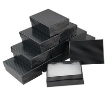 Black Pinstripe Cardboard Cheap Jewellery Gift Packaging Boxes,  9 Sizes