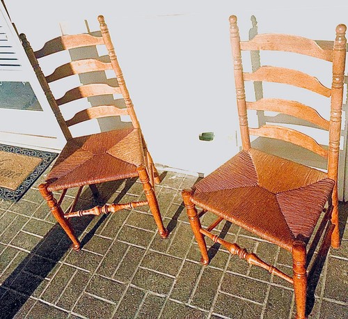 Vintage pair rush wooden - of,