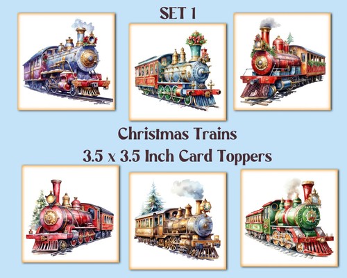 Christmas trains square card - 6,