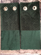 Next BOTTLE GREEN Velvet Quilted Hamilton Eyelet Lined Curtains 168X229 CM