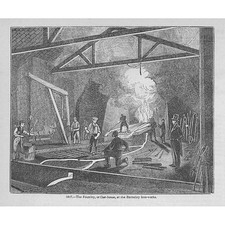 BUTTERLEY IRONWORKS Derbyshire The Foundry - Antique Print 1851