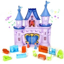 Kids Princess Castle with Light Music Pretend Play Doll House Furniture Toy Set