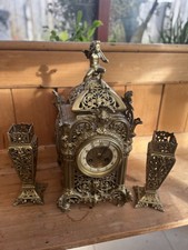 Japy Freres Brass cherub devil Mantle Clock, 19th Century church like clock 