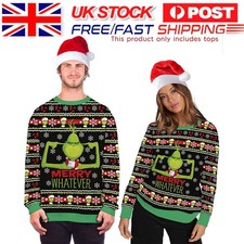 Unisex The Grinch Christmas Jumper Men Women Xmas Couple Ugly Sweater Top UK!