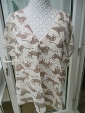 PRIMARK CREAM WITH LEOPARD PRINT S/S TOP UK SIZE 14