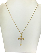 1996 Black Hills 9ct Gold Cross Pendant Rose Yellow & White Gold Cross Necklace