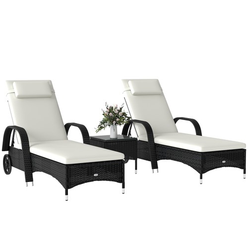 Outsunny pcs rattan lounger - outsunny, 3