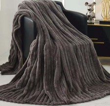Stripe Throws Soft Mink Faux