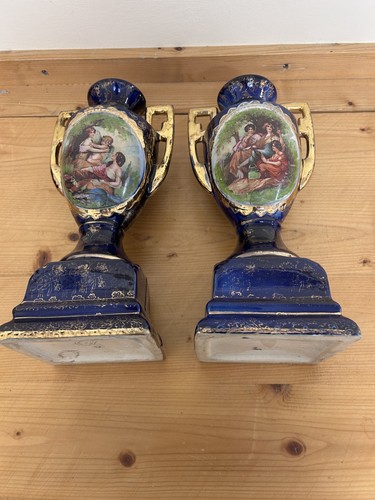 Pair vintage vases dark - pair,