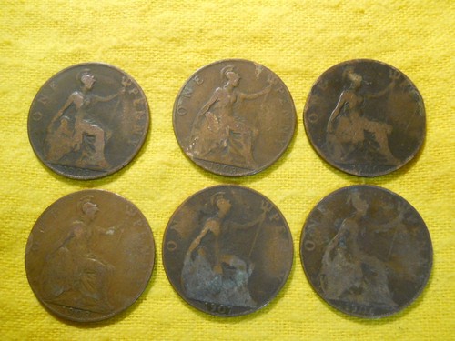 British old penny coins - british,