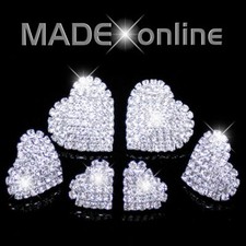 Heart Stud Earrings, Silver Plated, Diamante Sparkly Bling