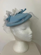 Vintage 60s Kangol blue pillbox hat with floral detail & birdcage veil #VA @DAR