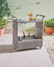 Belavi Rattan Style Bar Cart