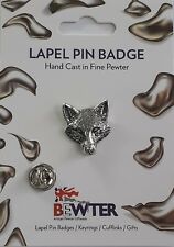 FOX Lapel Pin Badge. British hand cast pewter metal. Farm Hunting animal   A72