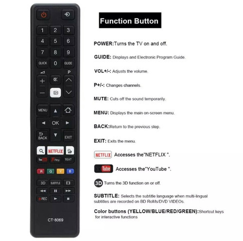 Remote control 8069 for - remote, ct-8069