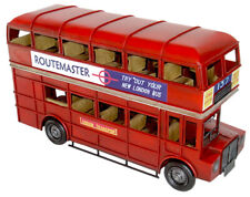 42CM LARGE RED LONDON BUS DOUBLE DECKER VINTAGE TINPLATE METAL DECORATIVE MODEL