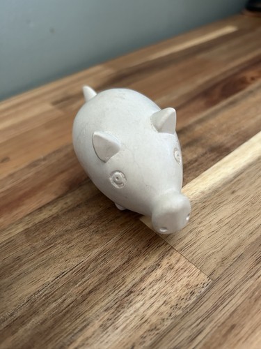 Vintage hand carved stone - vintage, pig