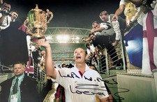 Sir Clive Woodward HAND SIGNED 12x8 England Rugby 2003 World Cup Photograph  COA