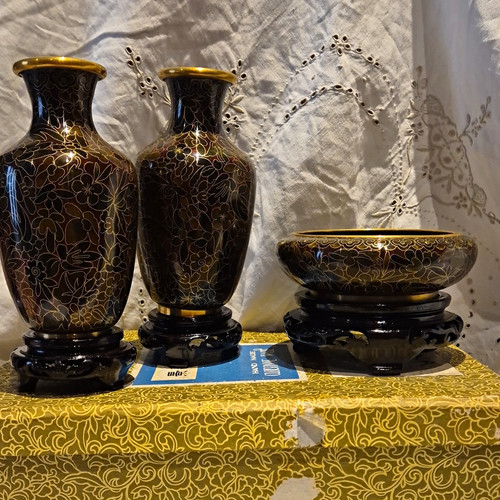 Set vintage cloisonne very - set,