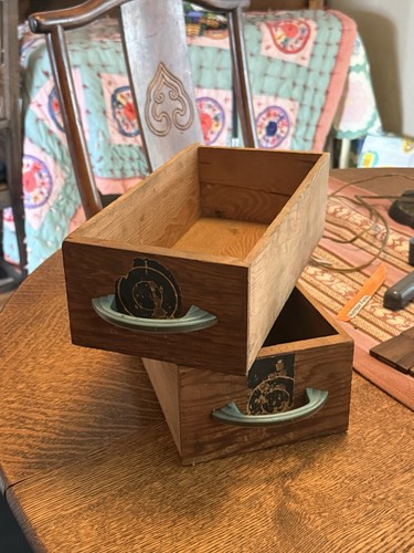 Antique wood drawers - antique, w/green