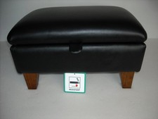 BLACK FAUX LEATHER FOOTSTOOL