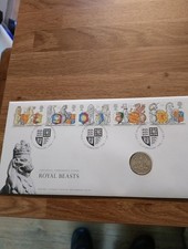 First Day Coin Cover Royal Beasts With New £1 Coin In BU 1998 Hand stamped