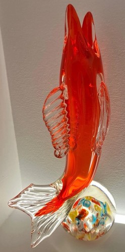 Vintage blown glass fish - glass, /