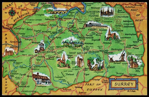 Map surrey cities towns - map,