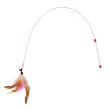 Cat Kitten Toy Feather Wand Stick Cat Teaser Dangle Bell Interactive Play Toys U