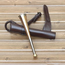 Fox Hunting Horn with Genuine Leather Case 1 Band Copper Horn for Huntsman