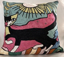 Cat Embroidered Cushion Cover