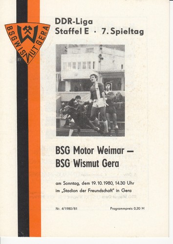 Gdr league bsg - 80/81, wismut