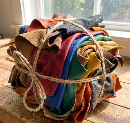 Real leather remnants mixed - leather,