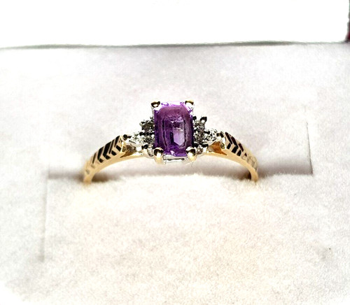 9ct gold amethyst diamond - &,