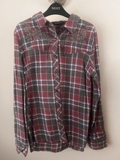 New Women’s Primark Oversized Button Up Check Tartan Shirt Size 6