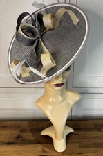 J Bees Grey Cream Ivory Sinamay Wedding Mother Bride Guest Races Fascinator