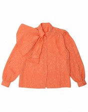 VINTAGE Womens Abstract Pattern Shirt Blouse UK 14 Medium Orange BO08